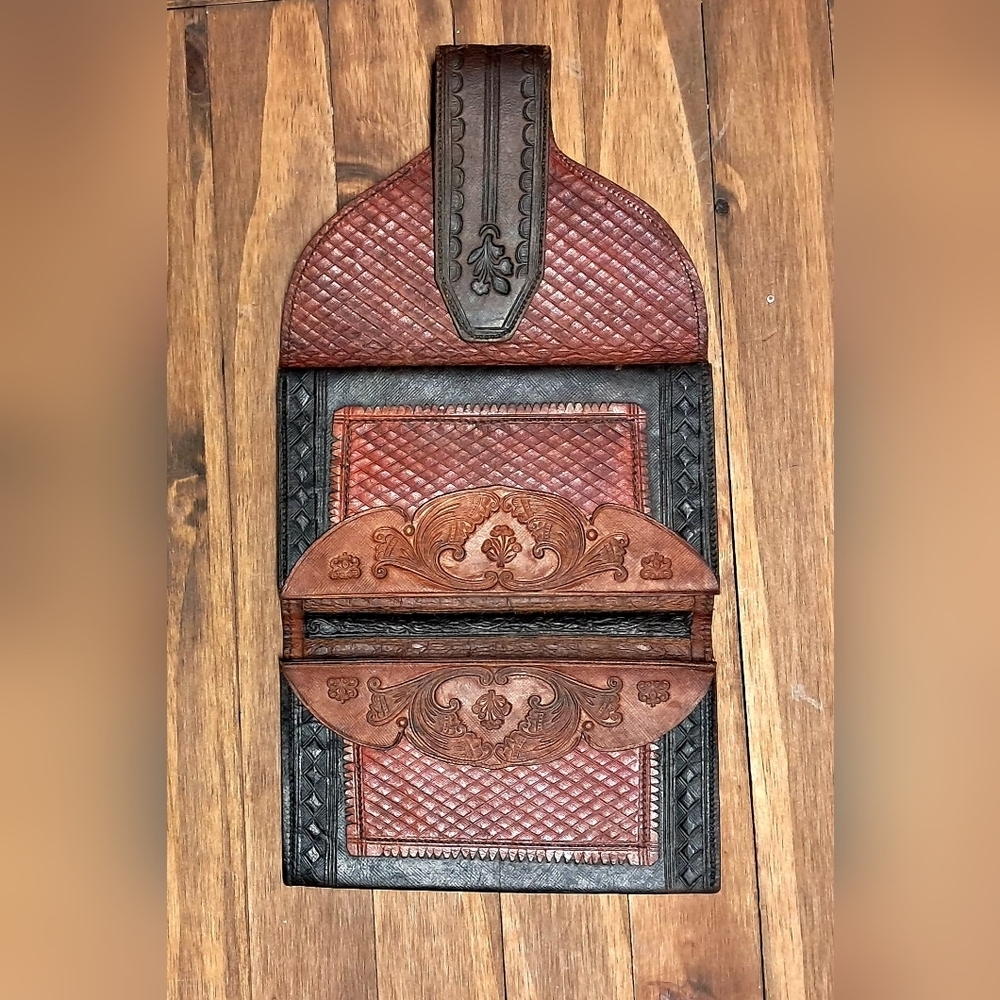 Vintage Hand Tooled Leather Bifold